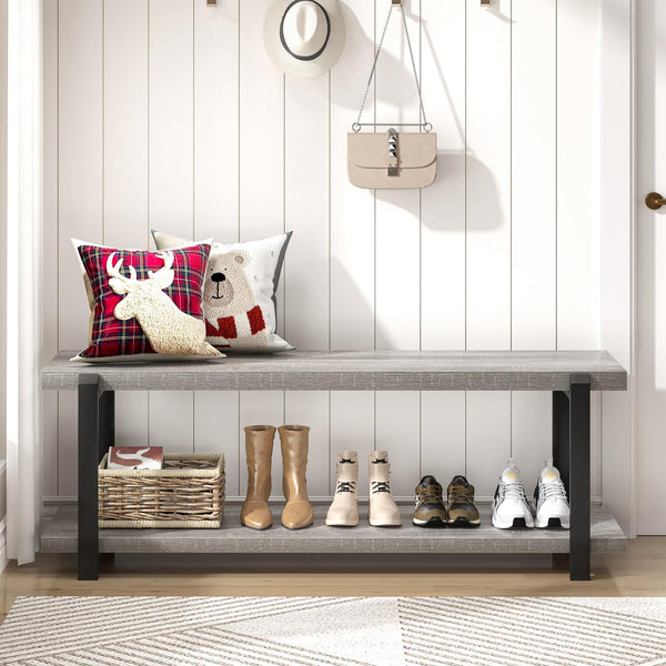 Entryway Shoe Storage Bench with Metal Frame – 47 Inch