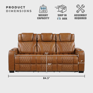 Power Reclining Sofa with Heat, Massage & Wireless Charging
