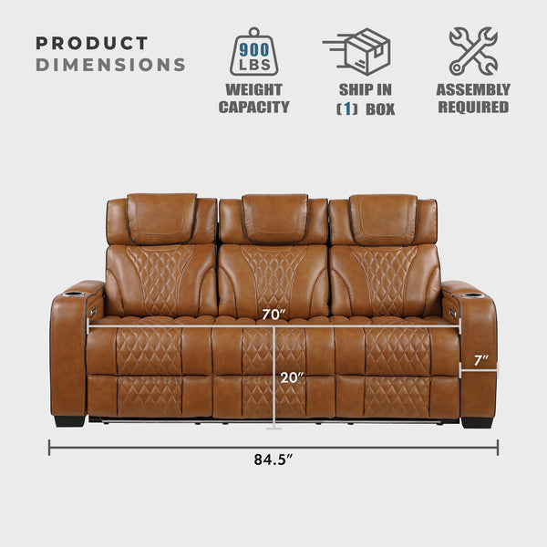 Power Reclining Sofa with Heat, Massage & Wireless Charging