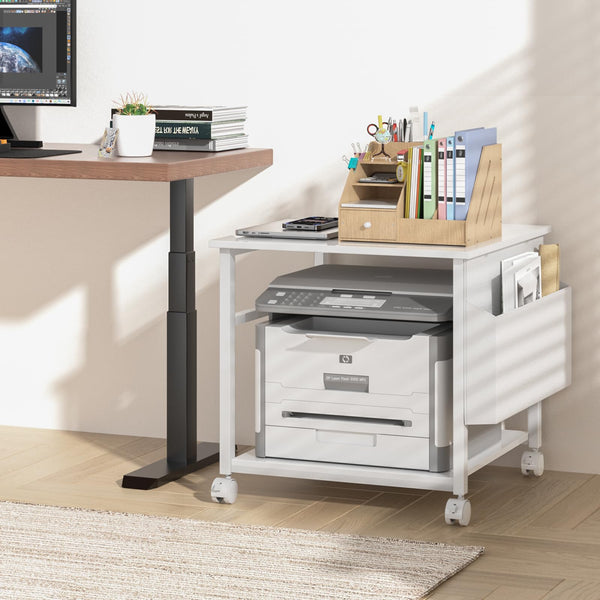 Rolling Printer Stand with Storage Shelf & Lockable Wheels