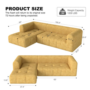 L-Shaped Modular Sectional Sofa with Deep Seat