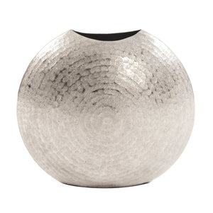Frosted Silver Hammered Aluminum Round Vase