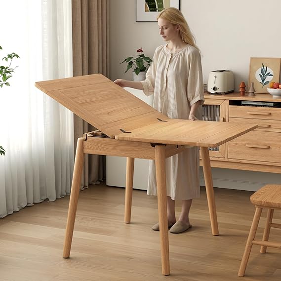 Expandable Solid Wood Dining Table for 2–6