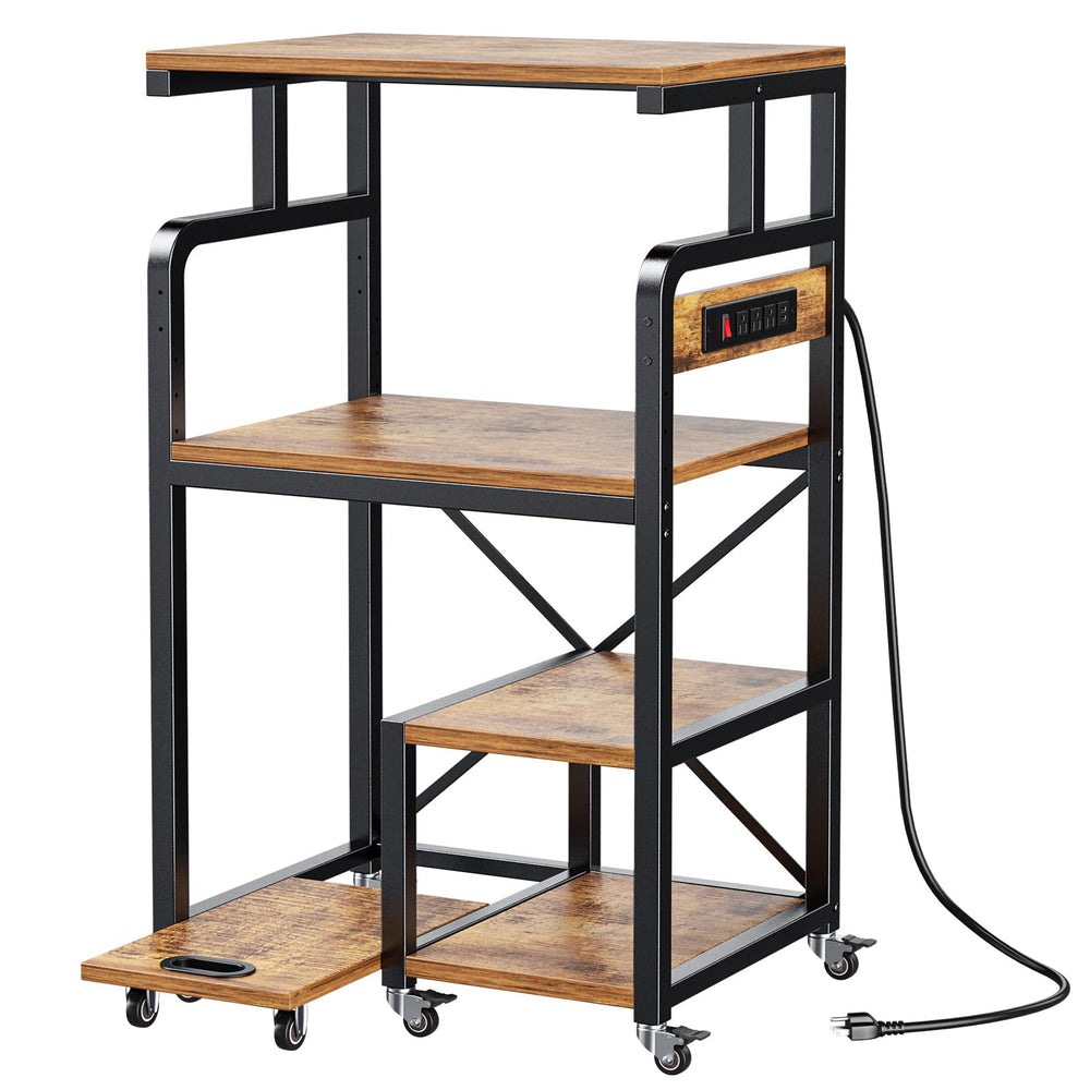 4-Tier Rolling Printer Stand with Power Outlets