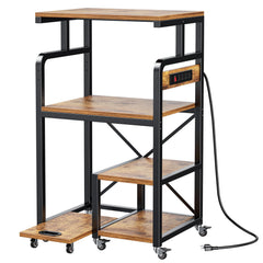 4-Tier Rolling Printer Stand with Power Outlets