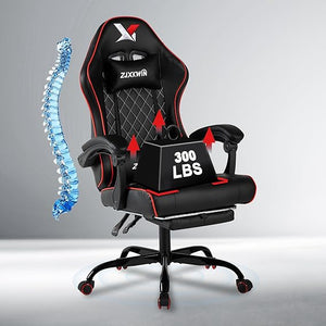 High Back Gaming Chair with Footrest & Lumbar Support
