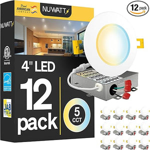 4-Inch Ultra-Thin LED Recessed Lighting 5CCT Dimmable 12-Pack