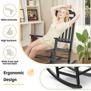 Outdoor Resin Rocking Chair Set of 2 – High Back Porch Rocker