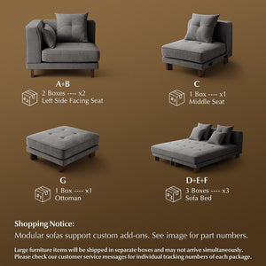 Modular Sectional Sofa with Chaise – Dark Grey Chenille