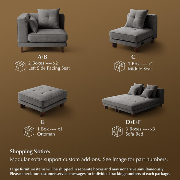 Modular Sectional Sofa with Chaise – Dark Grey Chenille