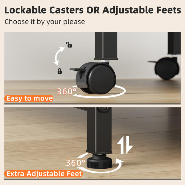 3-Tier Printer Stand with Power Outlet & Rolling Wheels