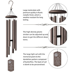 Large Outdoor Wind Chimes – Deep Tone Memorial Wind Chimes for Garden, Yard & Patio