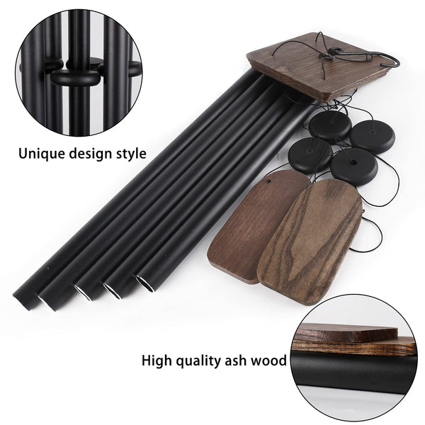 Large Outdoor Wind Chimes – Deep Tone Aluminum Tubes with Ash Wood