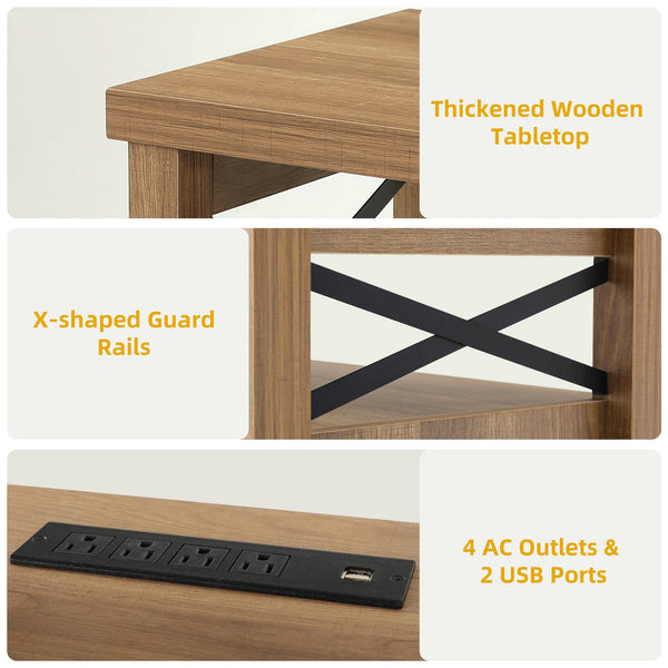 Farmhouse TV Stand with LED Lights & Storage – Fits TVs up to 65 Inch