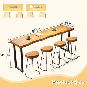 Farmhouse Solid Wood Bar Table, 55.1"