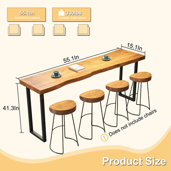 Farmhouse Solid Wood Bar Table, 55.1"