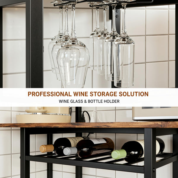 L-Shaped 6-Tier Corner Baker's Rack with Power Outlet