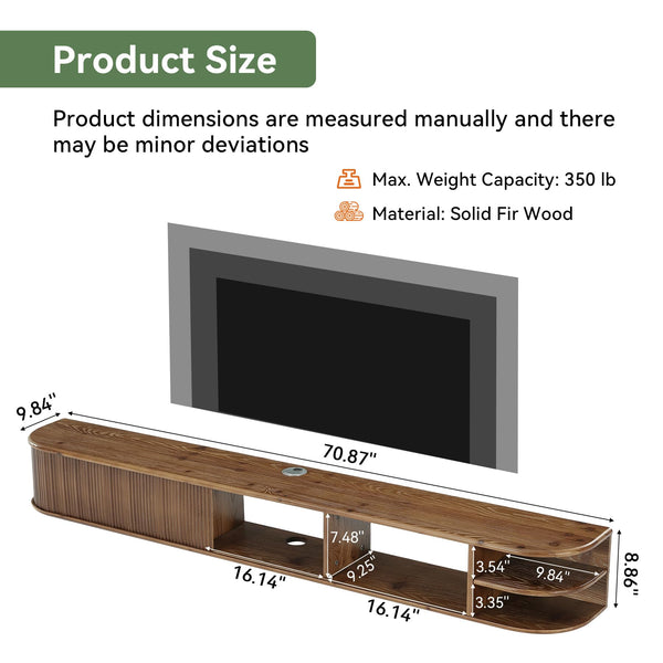 71" Floating TV Stand with Fluted Doors