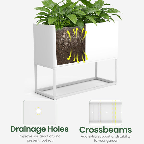 Large Metal Planter Box with Legs — Rectangular Raised Garden Bed for Outdoor & Indoor Use