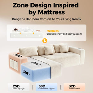 L-Shaped Sectional Sofa with Deep Seat & Storage Pockets