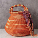 Handwoven Bolga Pot Basket with Handle – 16 Inch Wide Storage Basket