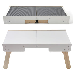 3-in-1 Wooden Kids Activity Table with Building Board & Storage