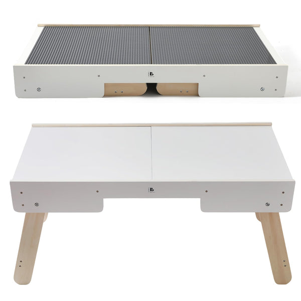 3-in-1 Wooden Kids Activity Table with Building Board & Storage