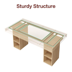 Executive Desk with Cabinet Storage & Metal Frame