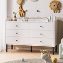 6 Drawer Dresser with Wood Frame and Metal Handles