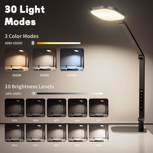 LED Desk Lamp with Swing Arm & Webcam Light