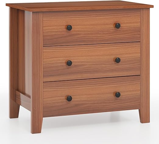 Giantex Small 3-Drawer Dresser for Bedroom - 28.5” x 18” x 26” Wide Chest of Drawers, Modern Large Nightstand, Storage Cabinet, Closet Storage Organizer for Living Room, Hallway (Black)