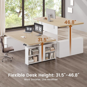 63" Electric Standing Desk with Storage & Power Outlets