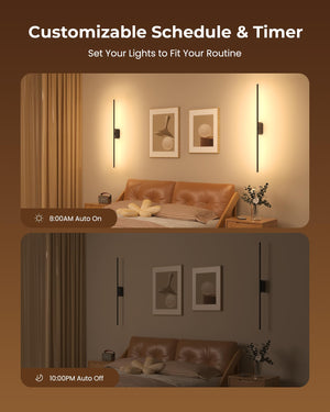 40-Inch Rechargeable Smart Wall Sconces Set of 2 with App & Remote Control
