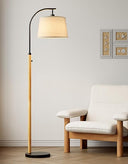 Dimmable Arc Floor Lamp with Linen Shade, 65" Tall