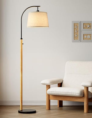 Dimmable Arc Floor Lamp with Linen Shade, 65" Tall