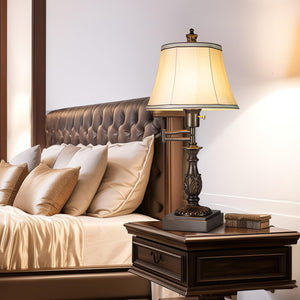 Swing Arm Table Lamp Set of 2 with USB-A & USB-C Charging Ports