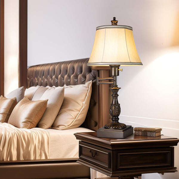 Swing Arm Table Lamp Set of 2 with USB-A & USB-C Charging Ports