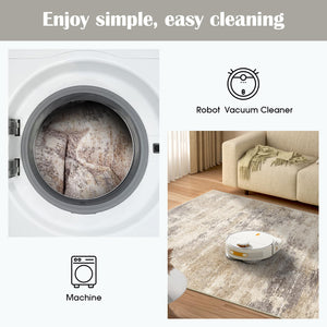 12x15 Abstract Area Rug – Non-Slip Washable Low-Pile Polyester