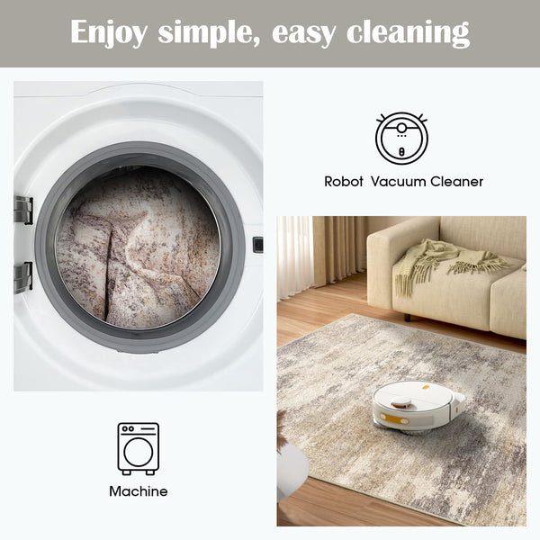12x15 Abstract Area Rug – Non-Slip Washable Low-Pile Polyester