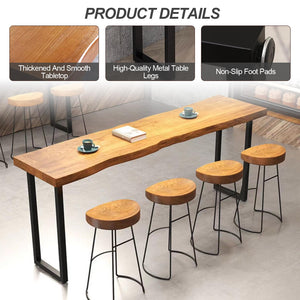 Solid Wood Bar Height Pub Table with Metal Frame