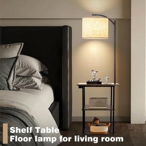 Floor Lamp with Side Table & Charging Station – 3-Color LED