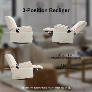 Swivel Glider Rocker Recliner Chair – High Back, Deep Seat, Linen Fabric