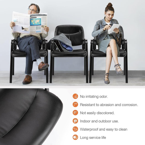 Leather Reception Chair with Padded Arms – No Wheels