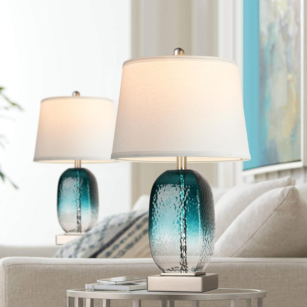 Touch Control Glass Table Lamp Set of 2 with USB Ports