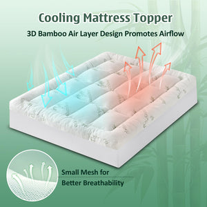 3 Inch Cooling Mattress Topper with Bamboo Viscose Cover & Memory Foam Fill