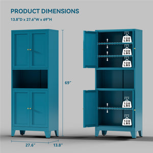 69" Metal Pantry Cabinet with Adjustable Shelves