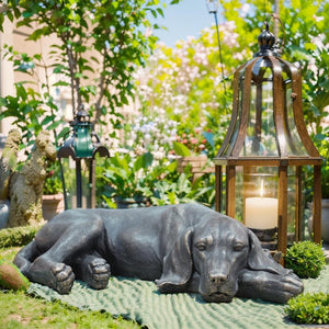 Sleeping Dog Garden Statue – Resin Outdoor Sculpture for Patio, Lawn & Yard