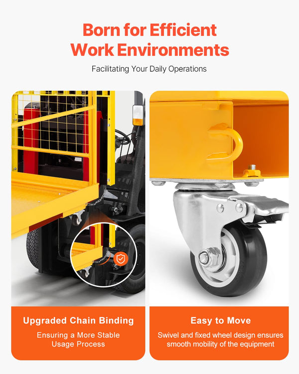 Collapsible Forklift Safety Cage Work Platform with Wheels