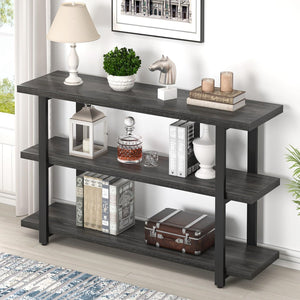 3-Tier Console Table with Storage Shelves – 47 Inch Entryway Sofa Table