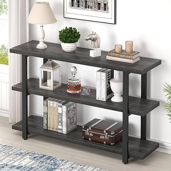 3-Tier Console Table with Storage Shelves